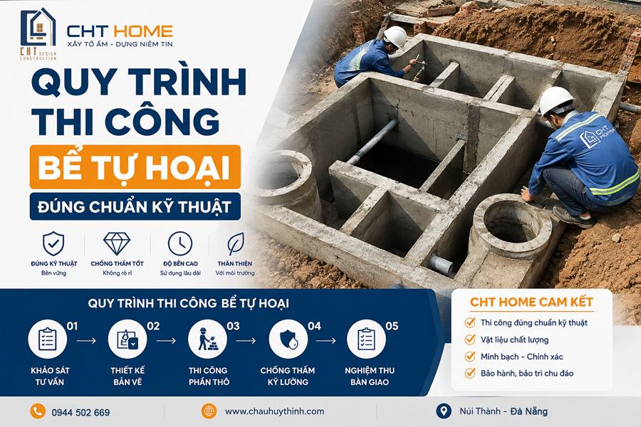 quy trình thi công bể tự hoại chuẩn kỹ thuật